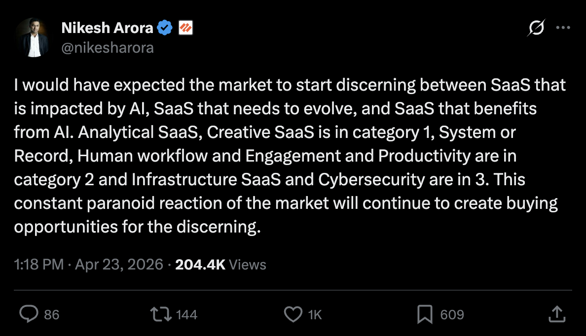 Nikesh Arora's tweet