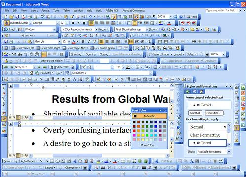 Microsoft Word on desktop with all menus enabled
